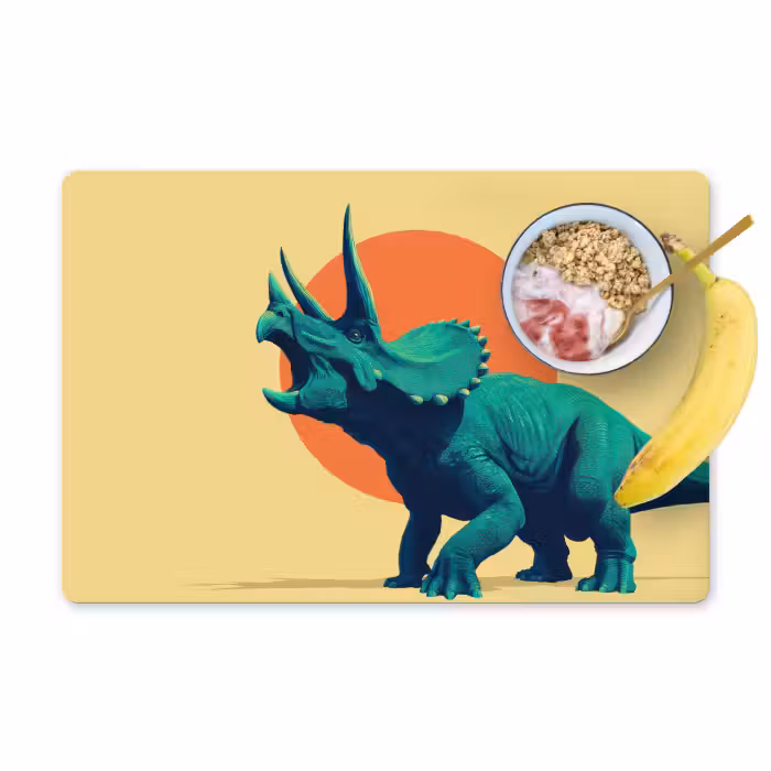 Tischset - 6 Stück - Triceratops - Kreis - Orange - Hörner