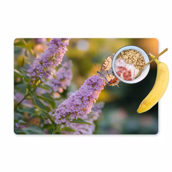 Tischset - 6 Stück - Verschnörkelt - Schmetterling - Lila - Blumen