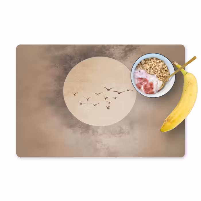 Tischset - 6 Stück - Vogel - Beige - Japanisch