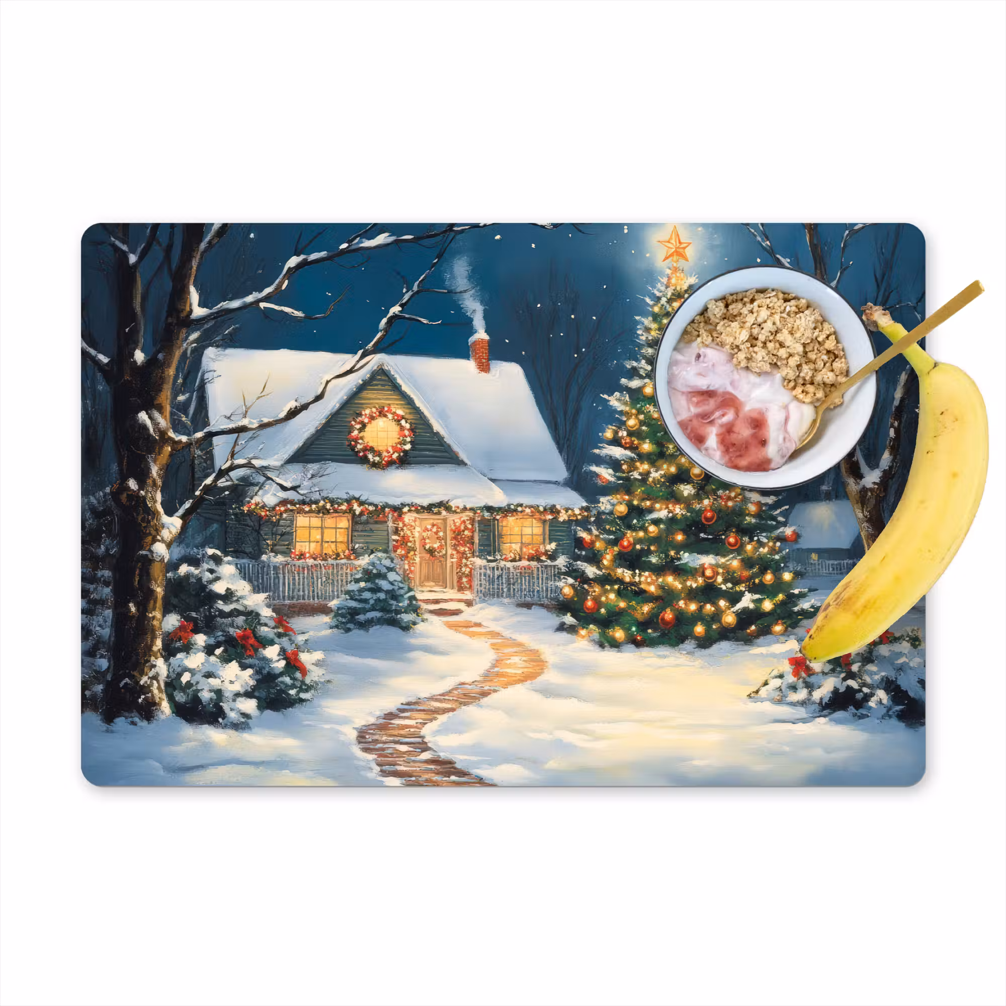 Tischset - 6 Stück - Weihnachten - Weihnachtsbaum - Winter - Zuhause - Schnee
