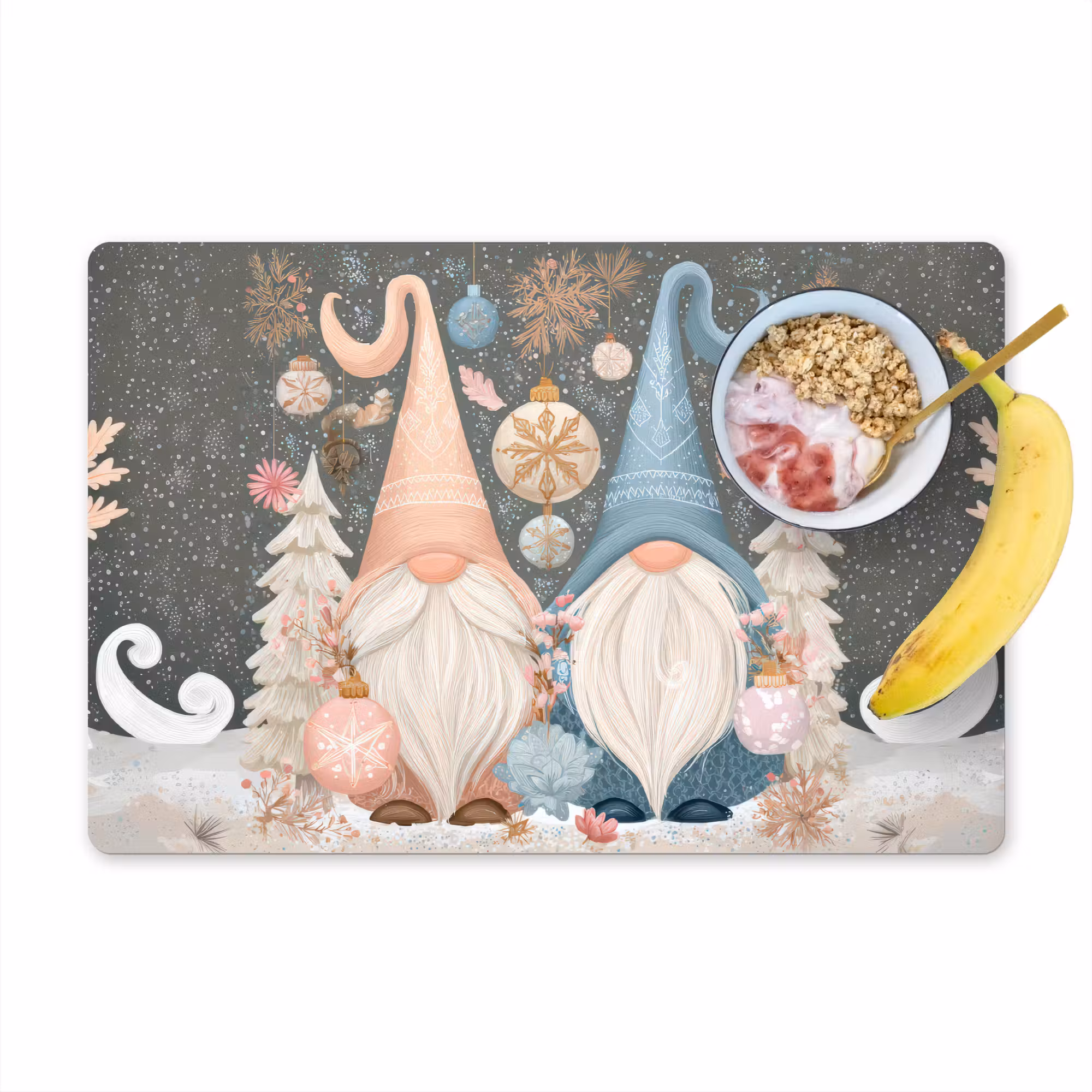 Tischset - 6 Stück - Weihnachten - Wichtel - Pastell