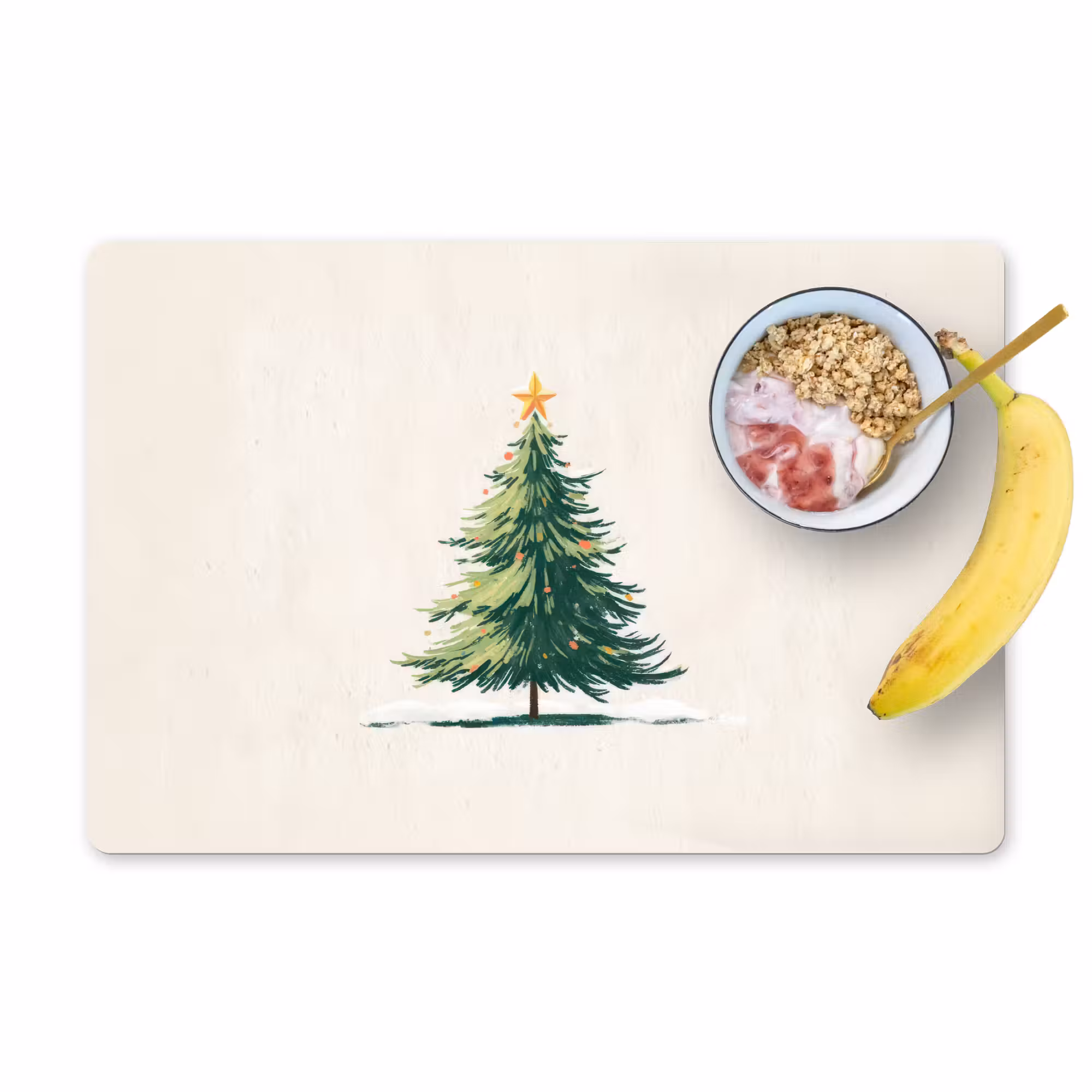 Tischset - 6 Stück - Weihnachtsbaum - Illustration - Stern - Schnee