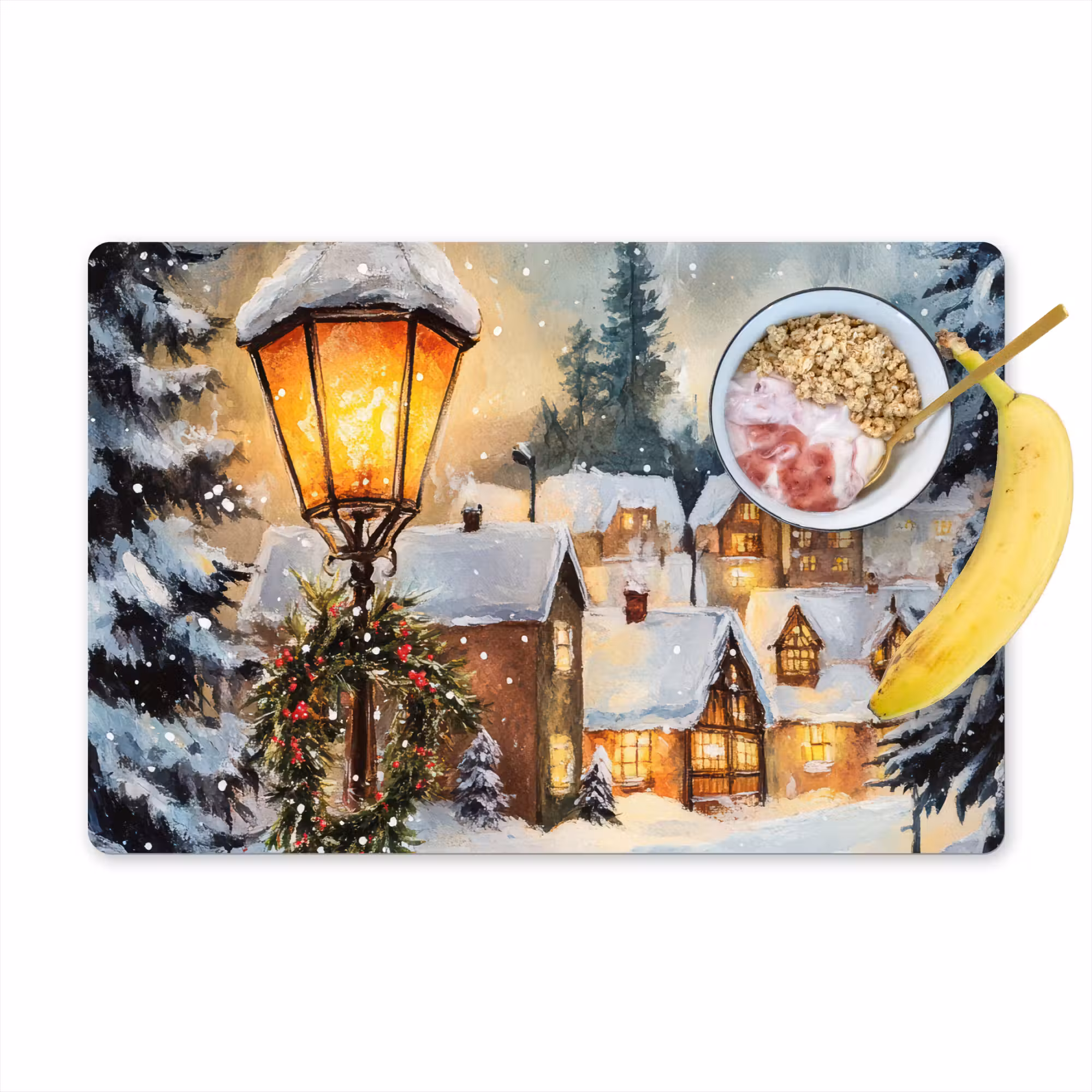 Tischset - 6 Stück - Weihnachtsdorf - Häuser - Schnee - Weihnachten