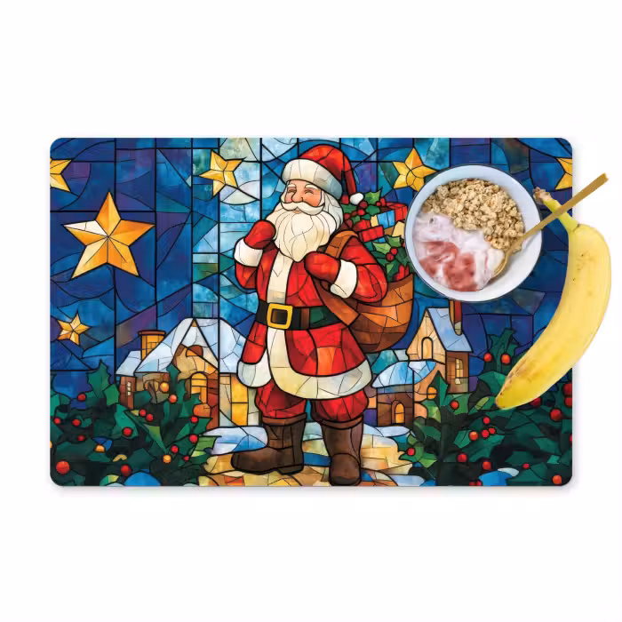 Tischset - 6 Stück - Weihnachtsmann - Glas - Farbenfroh