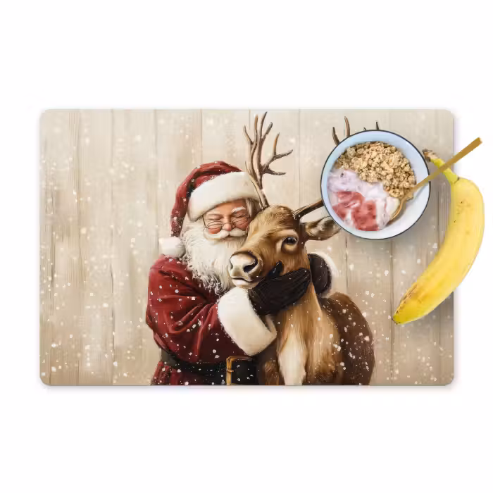 Tischset - 6 Stück - Weihnachtsmann - Rentier - Schnee - Bunt