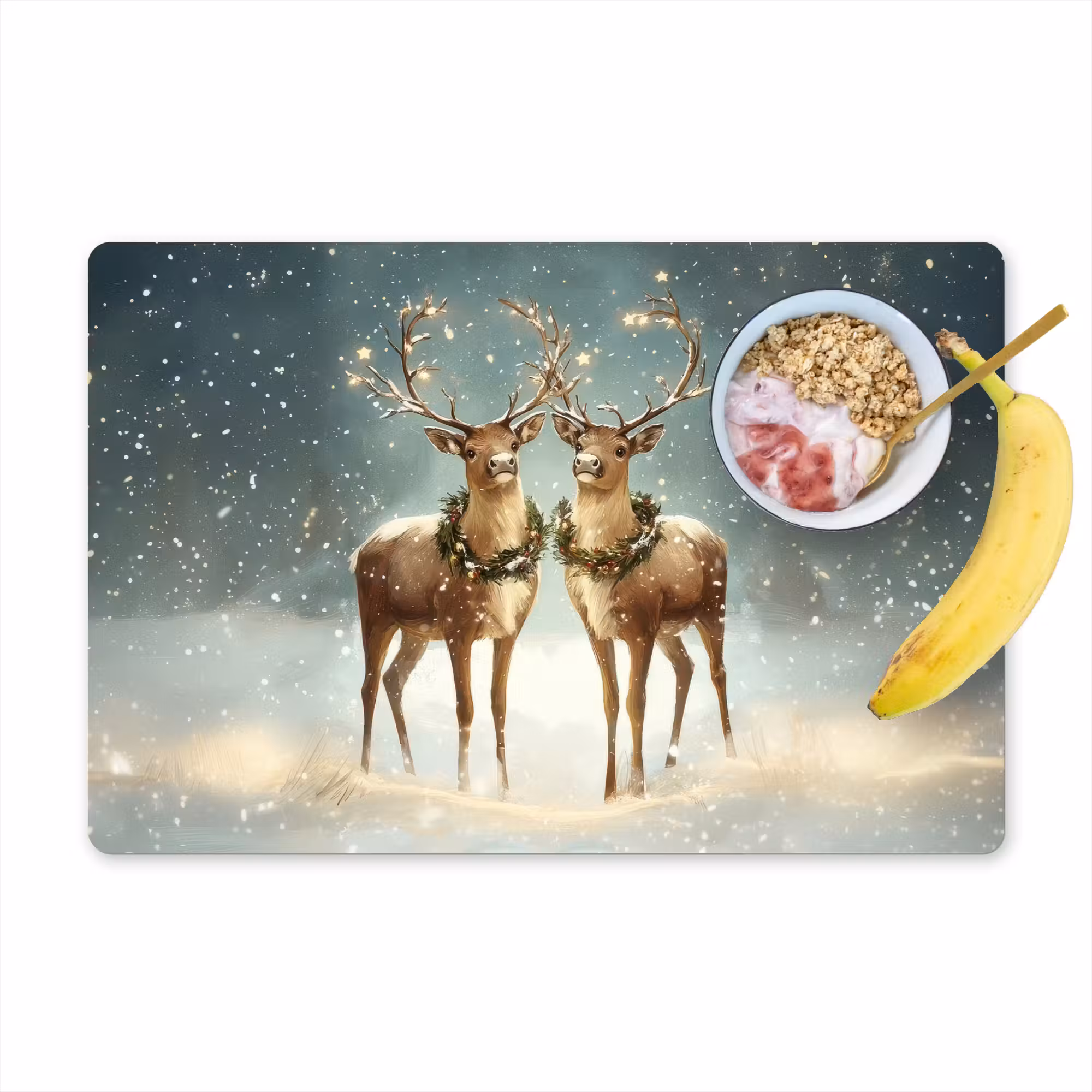 Tischset - 6 Stück - Weihnachtszauber - Winterwald - Rentier