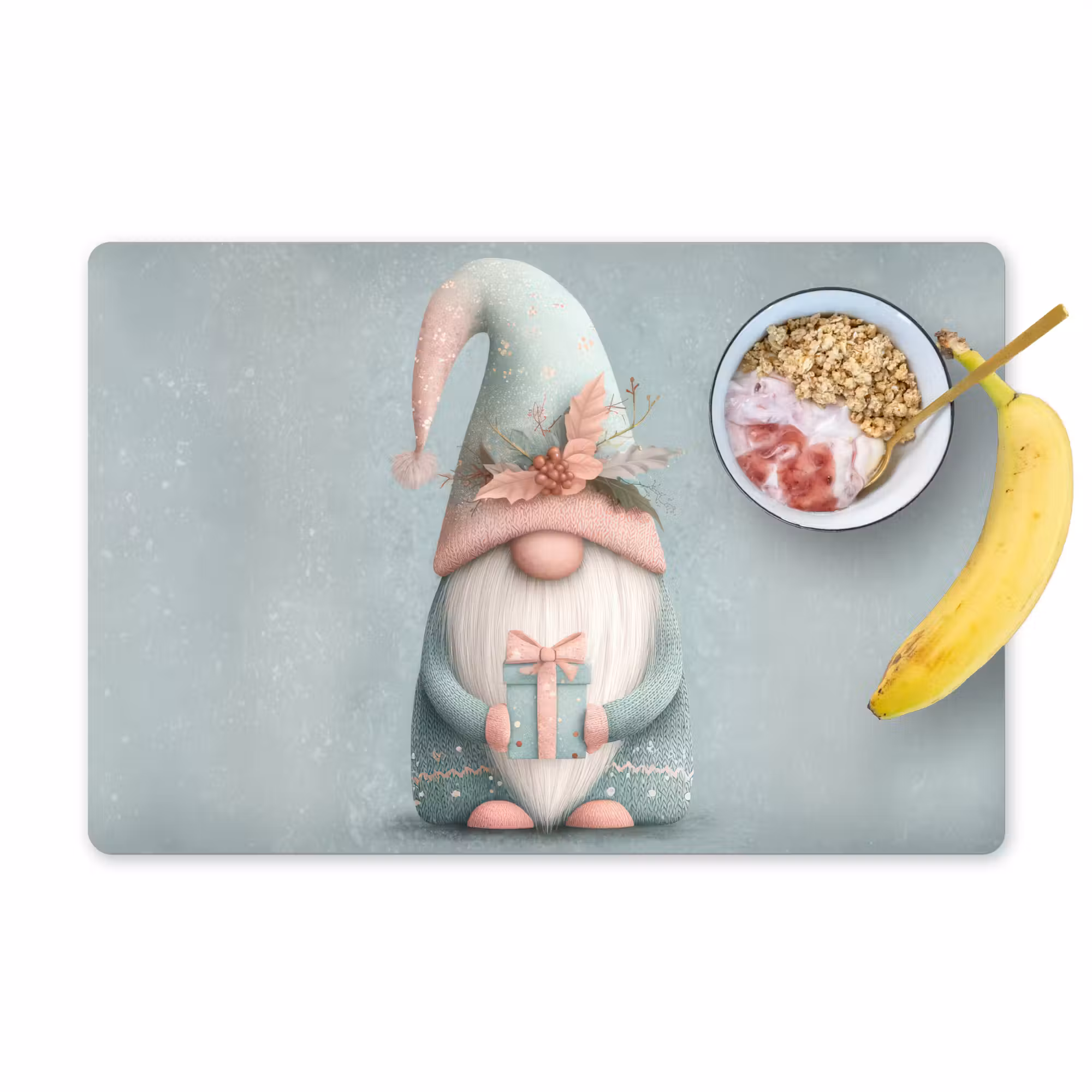 Tischset - 6 Stück - Weihnachtszwerg - Geschenk - Grün