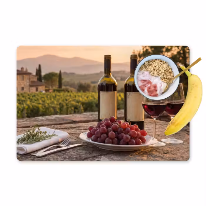 Tischset - 6 Stück - Wein - Gläser - Trauben - Weinberg