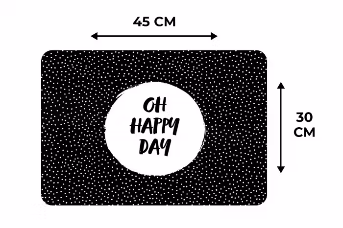 Quotes - Tekst - Oh happy day - Geluk Placemat vinyl groot -specs