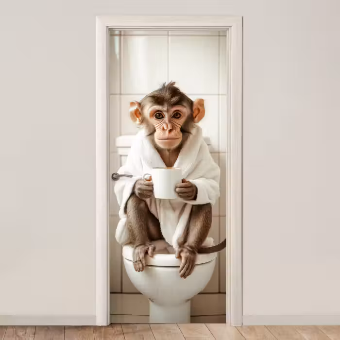 Türtapete - Affe - Modern - WC - Bademantel