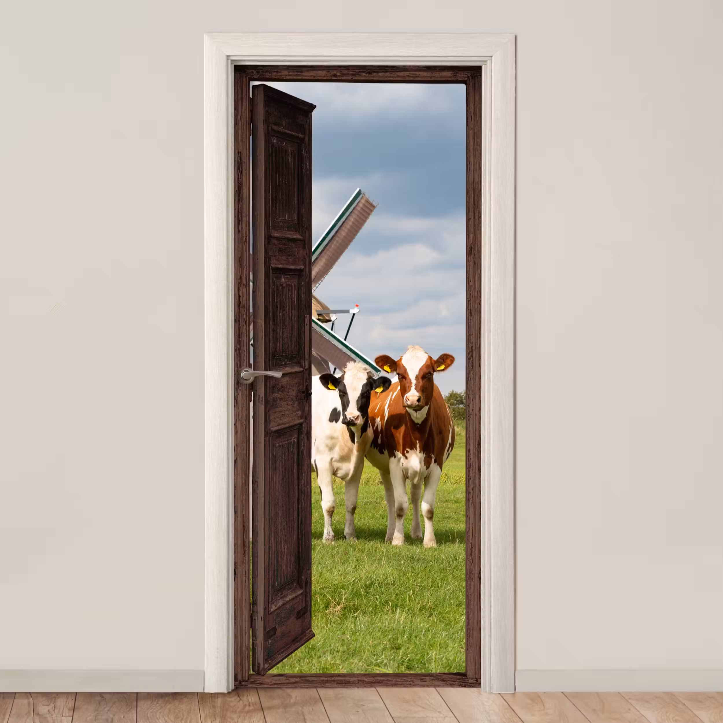 Türtapete - Ausblick - Kühe - Tiere - Wiese - Natur