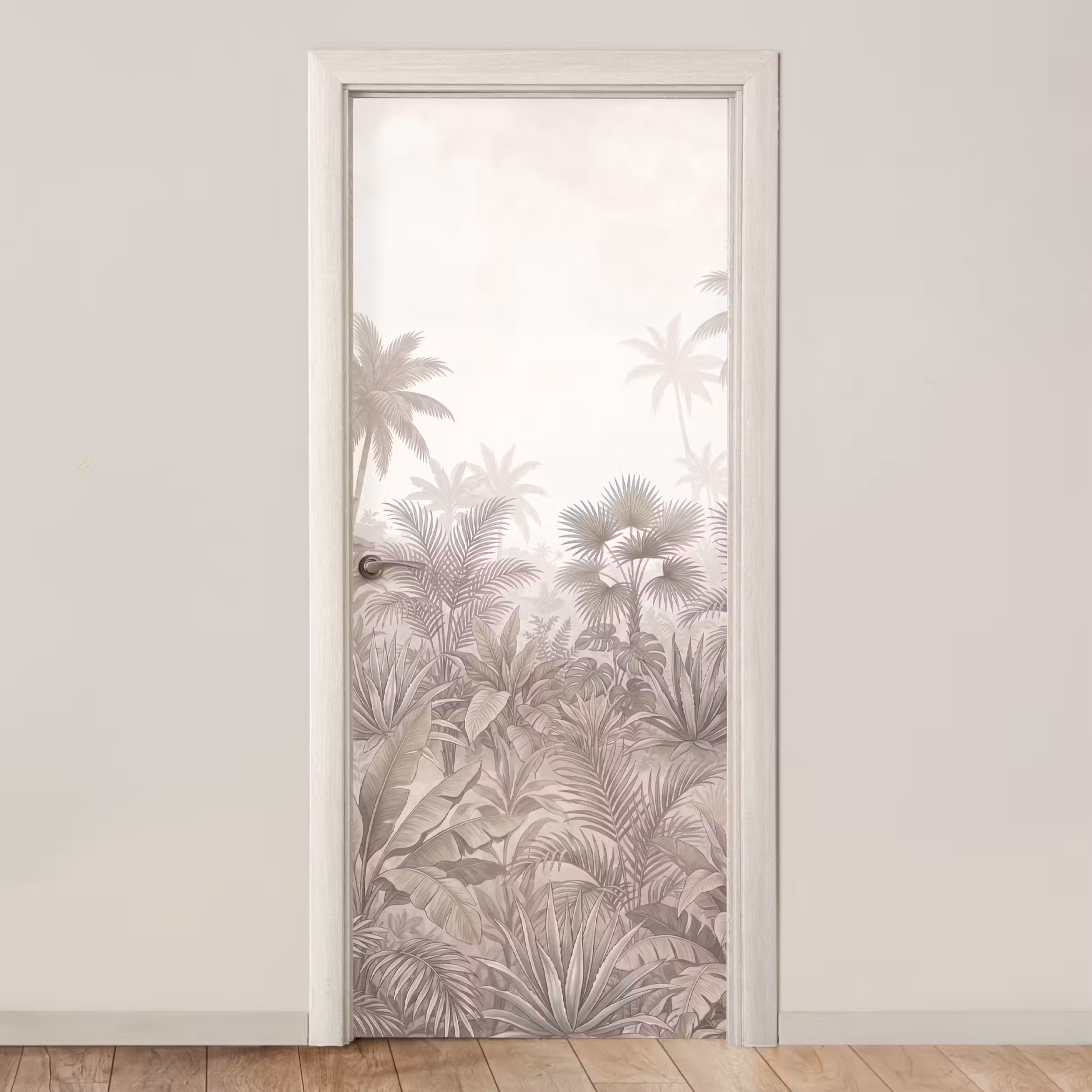 Türtapete - Dschungel - Tropisch - Natur - Vintage - Beige