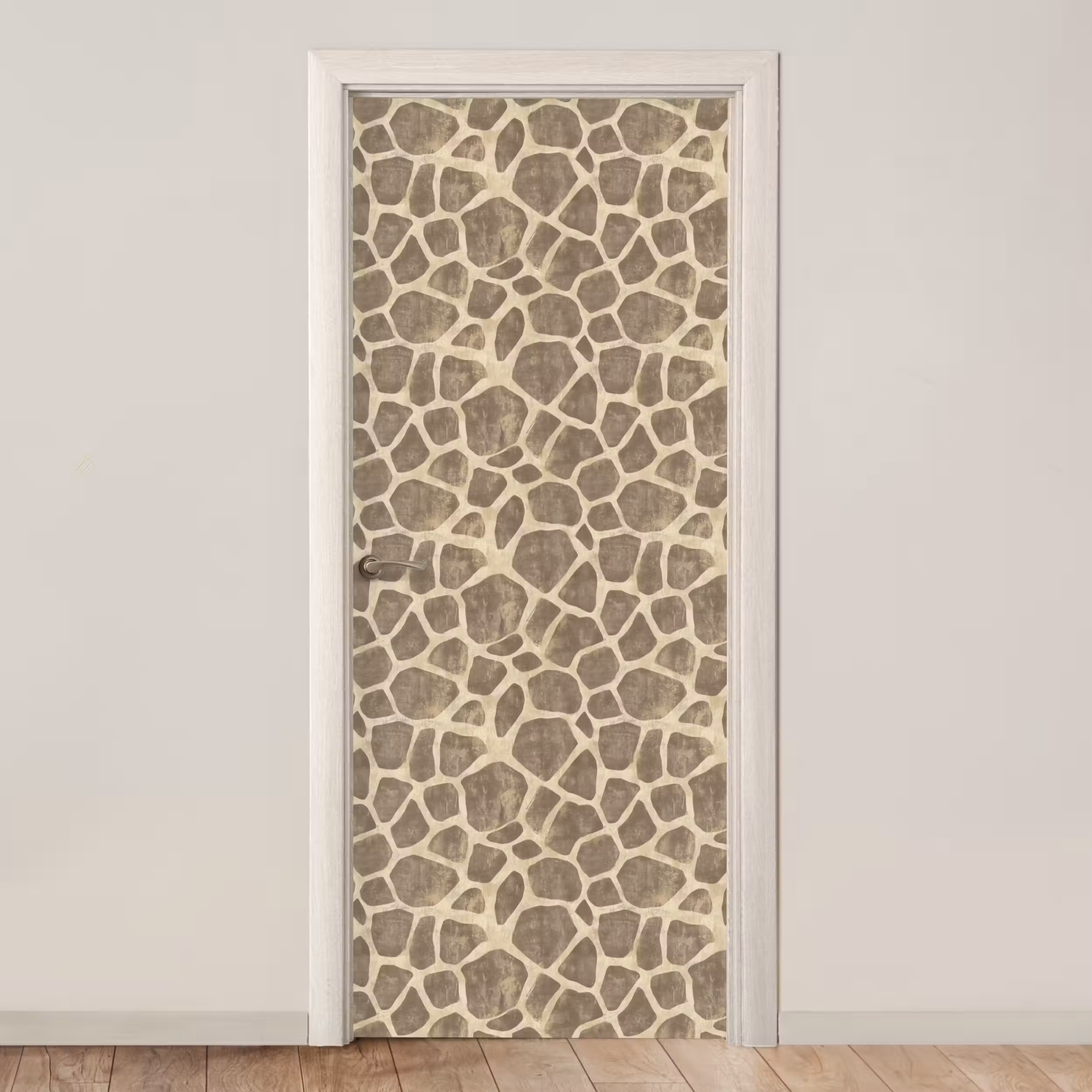 Türtapete - Giraffe - Muster - Beige - Braun