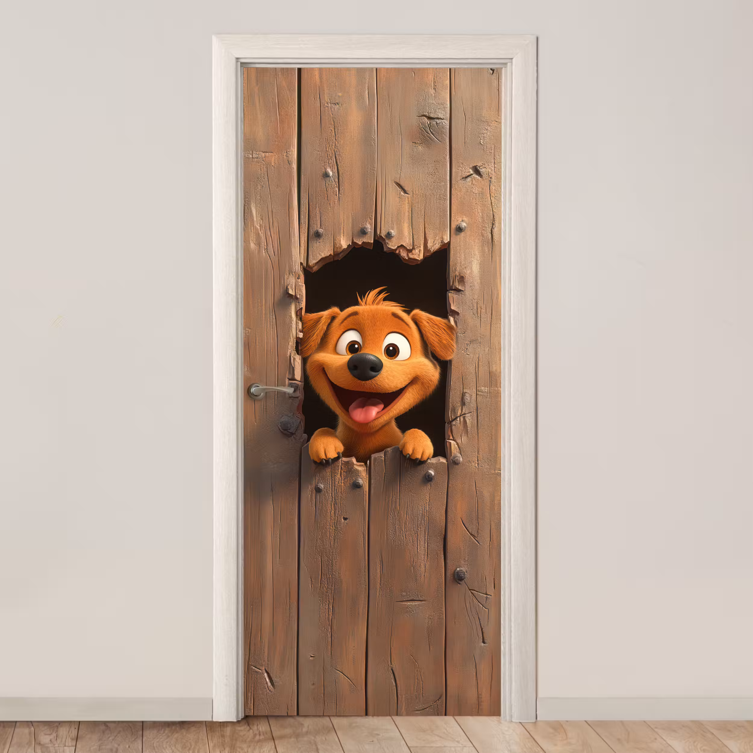 Türtapete - Hund - Tiere - Animation - Holz - Modern
