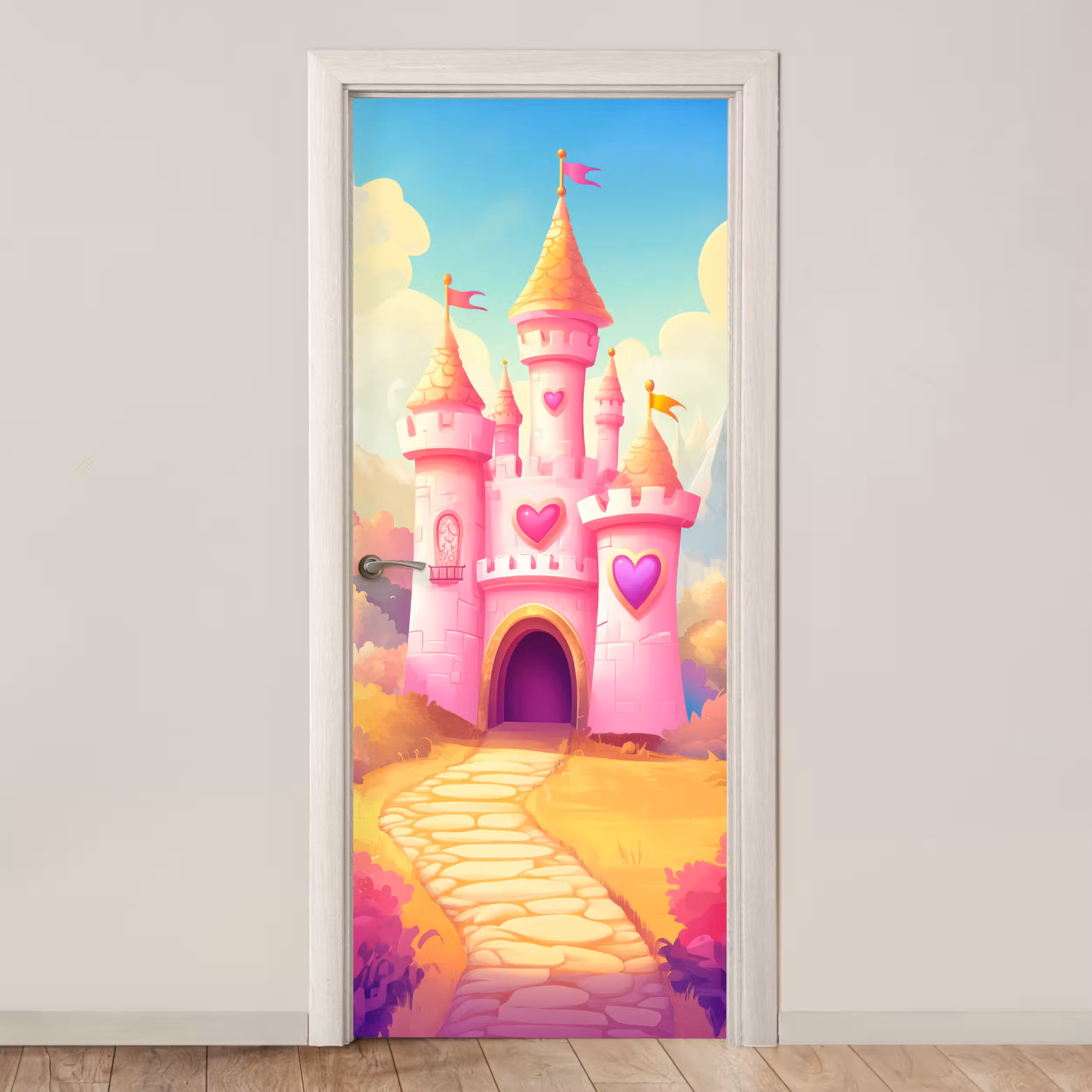 Türtapete - Schloss - Rosa - Kröte - Märchen - Fantasie