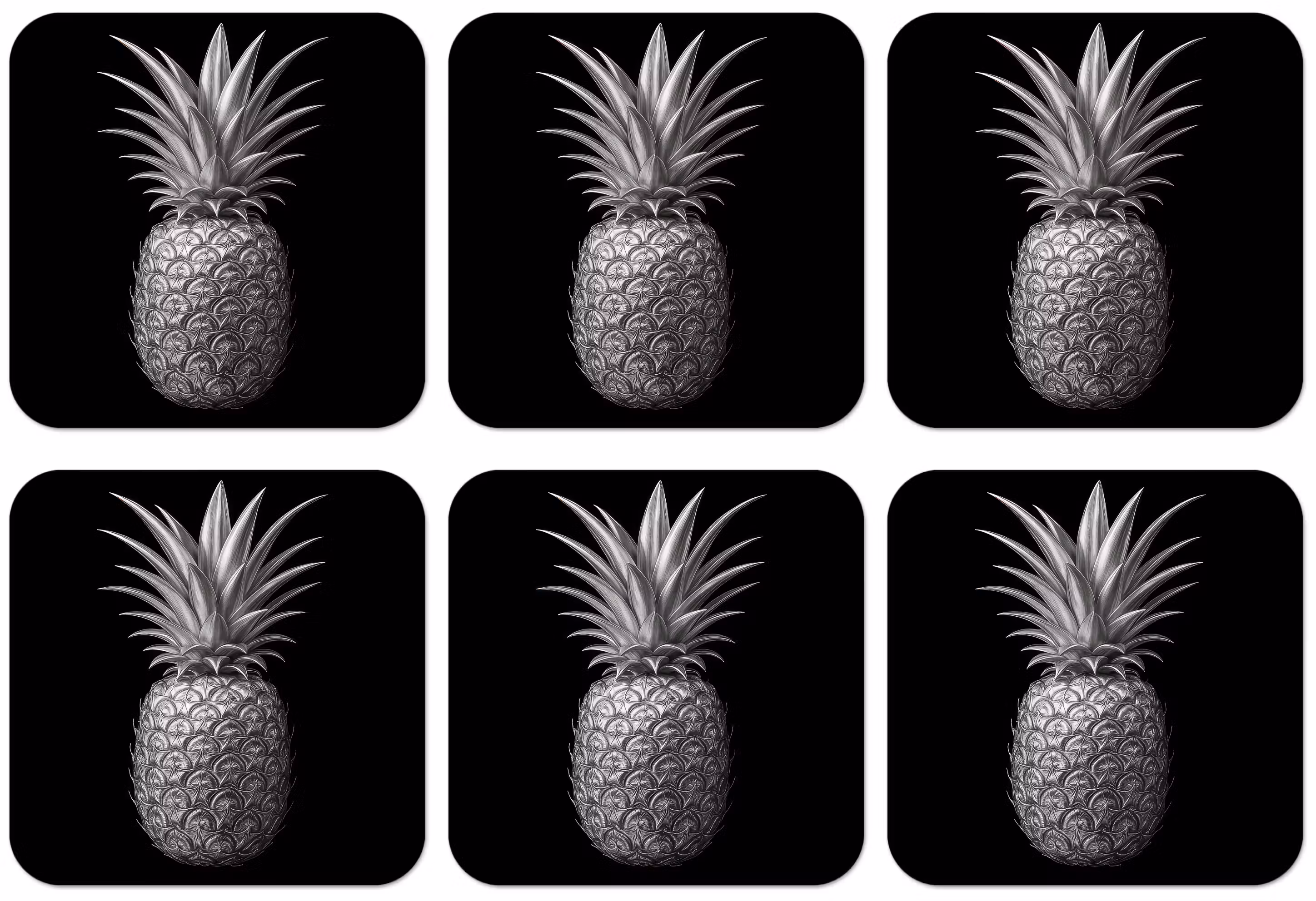 Untersetzer - Ananas - Detailliert - Blätter