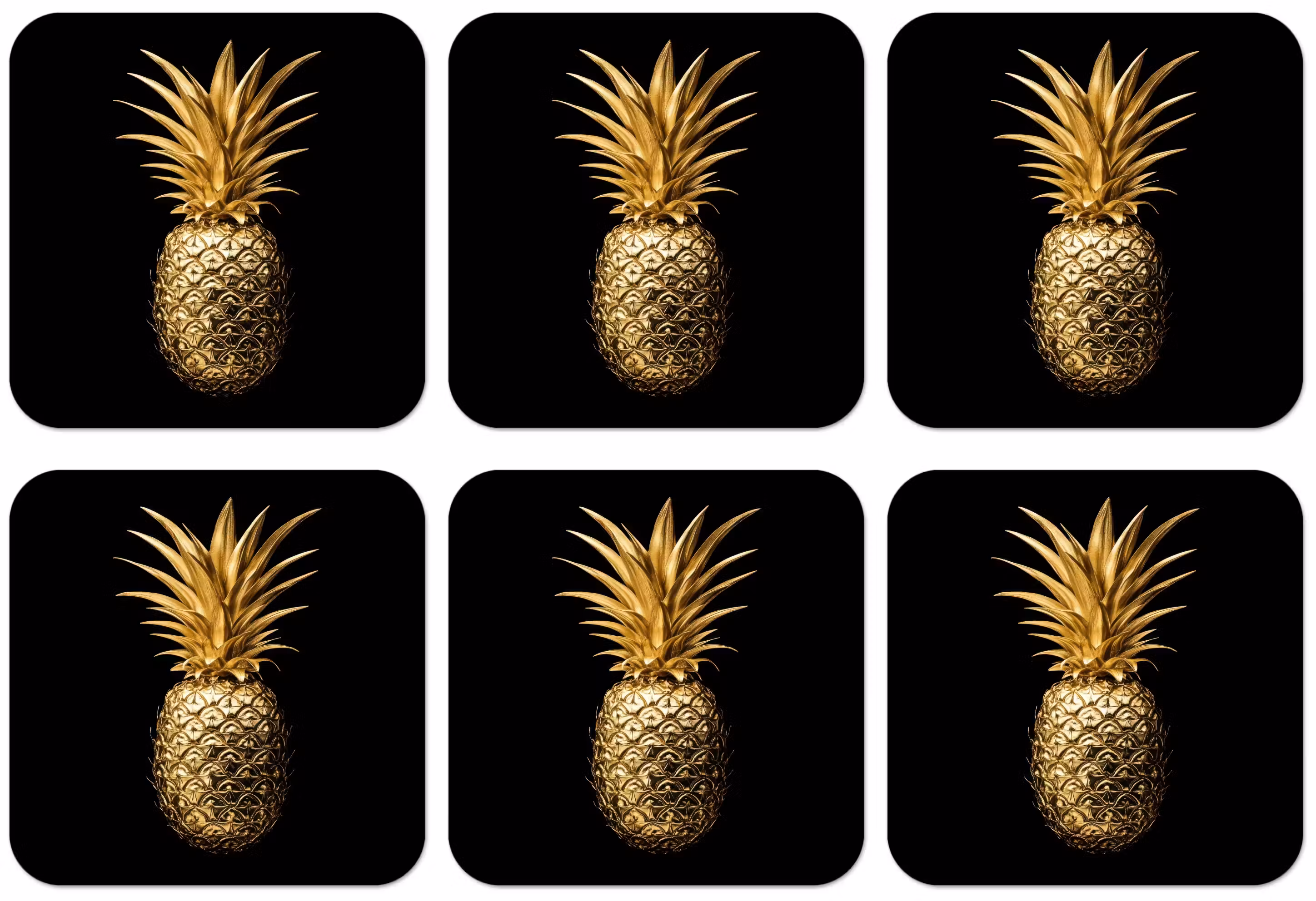 Untersetzer​ - Ananas - Schwarz - Gold - Luxus