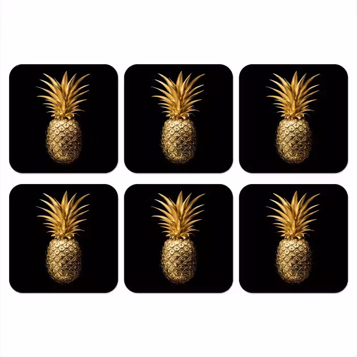 Untersetzer - Ananas - Schwarz - Gold - Luxus