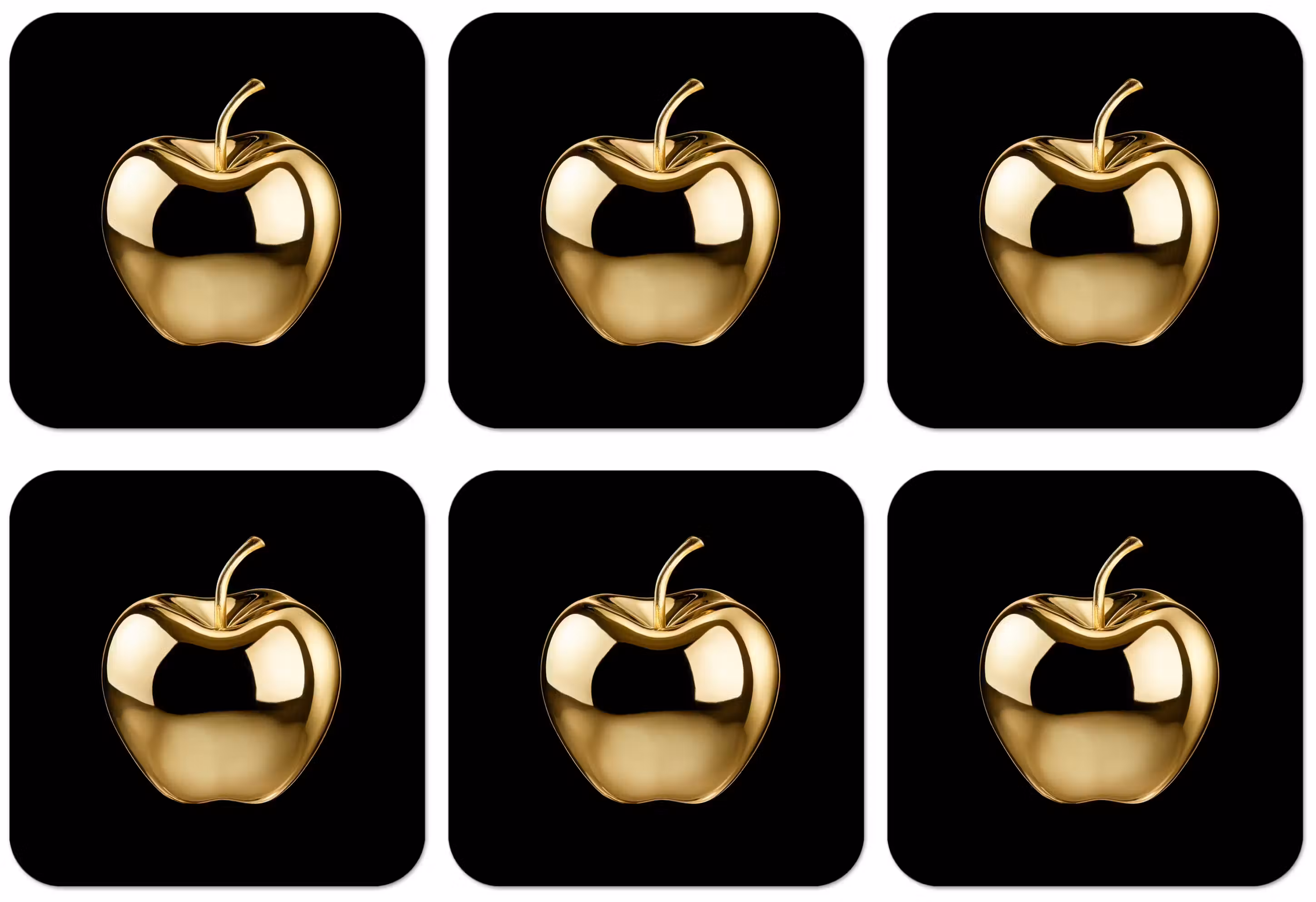 Untersetzer​ - Apfel - Gold - Chrom - Schwarz