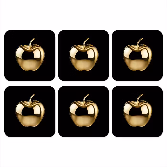 Untersetzer​ - Apfel - Gold - Chrom - Schwarz