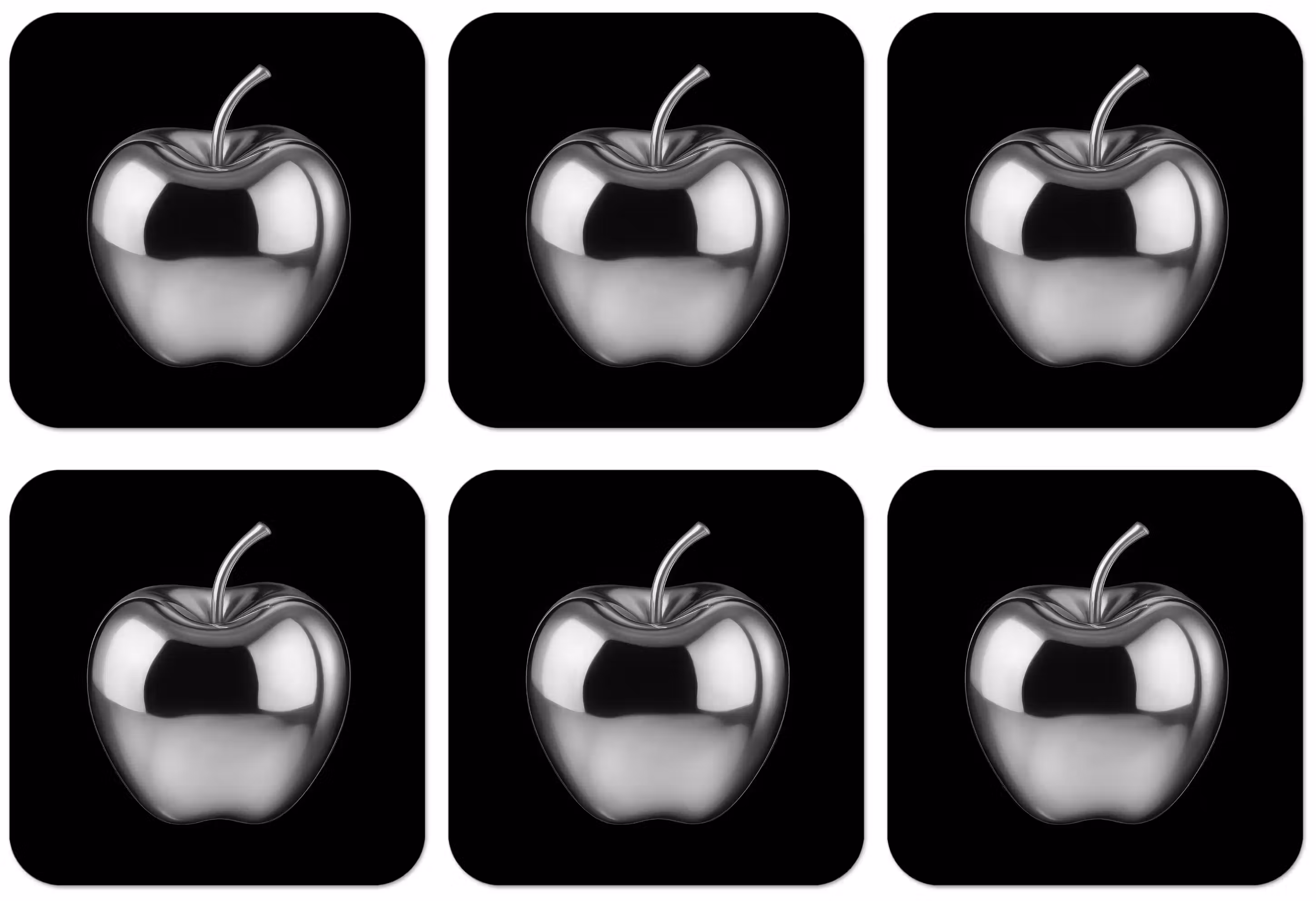 Untersetzer - Apfel - Metallisch - Symmetrisch