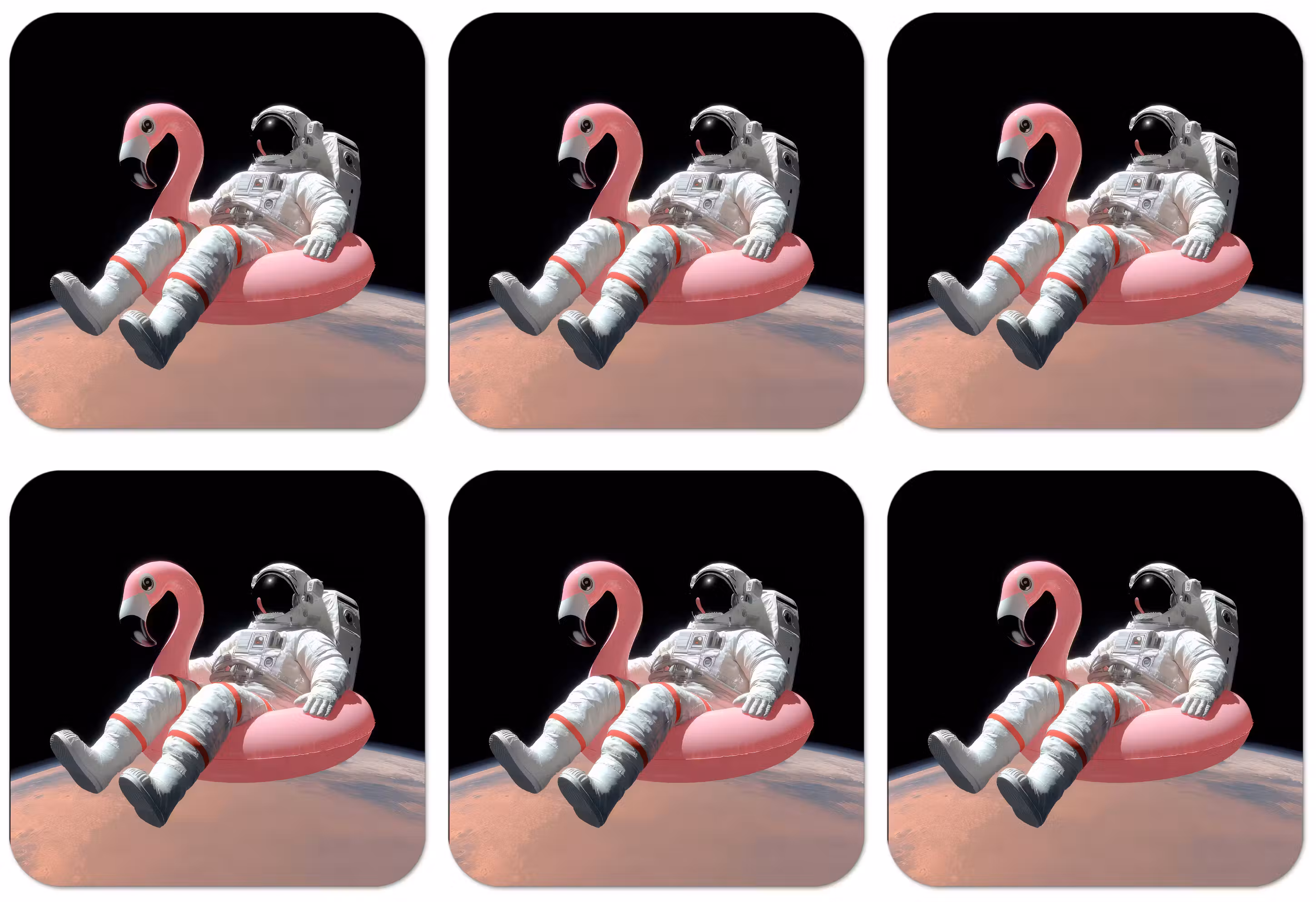 Untersetzer​ - Astronaut - Flamingo - Schwimmband - Rosa