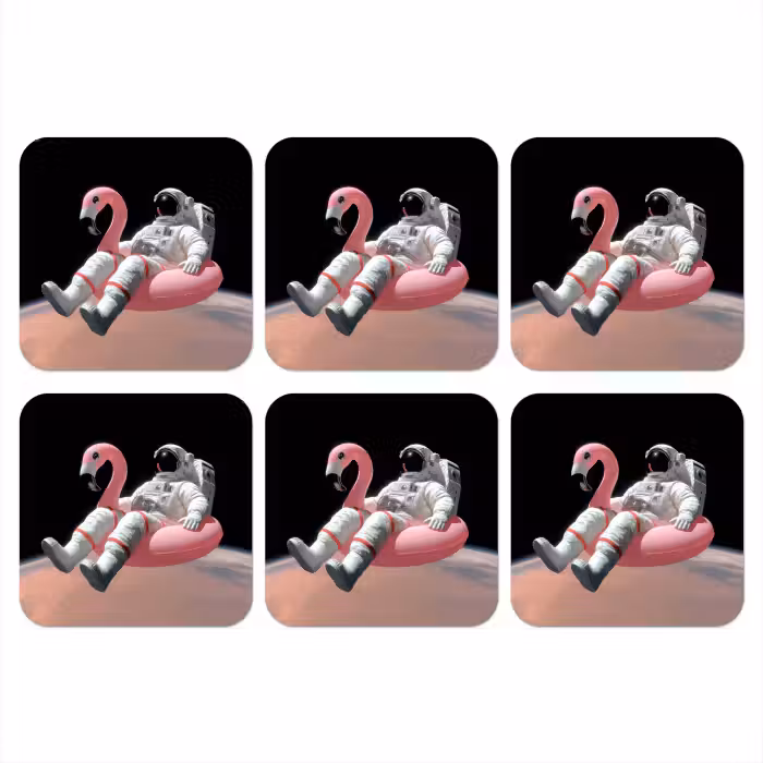 Untersetzer​ - Astronaut - Flamingo - Schwimmband - Rosa