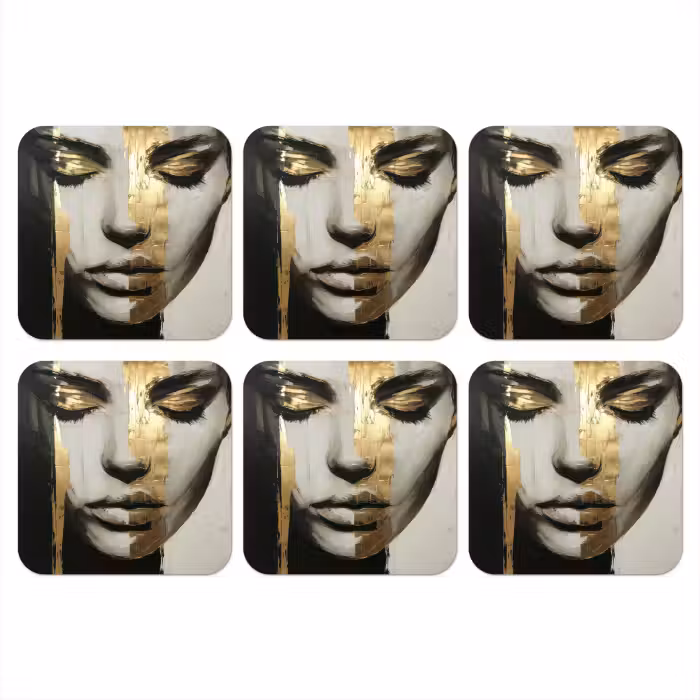 Untersetzer - Augen - Gesicht - Gold - Streifen