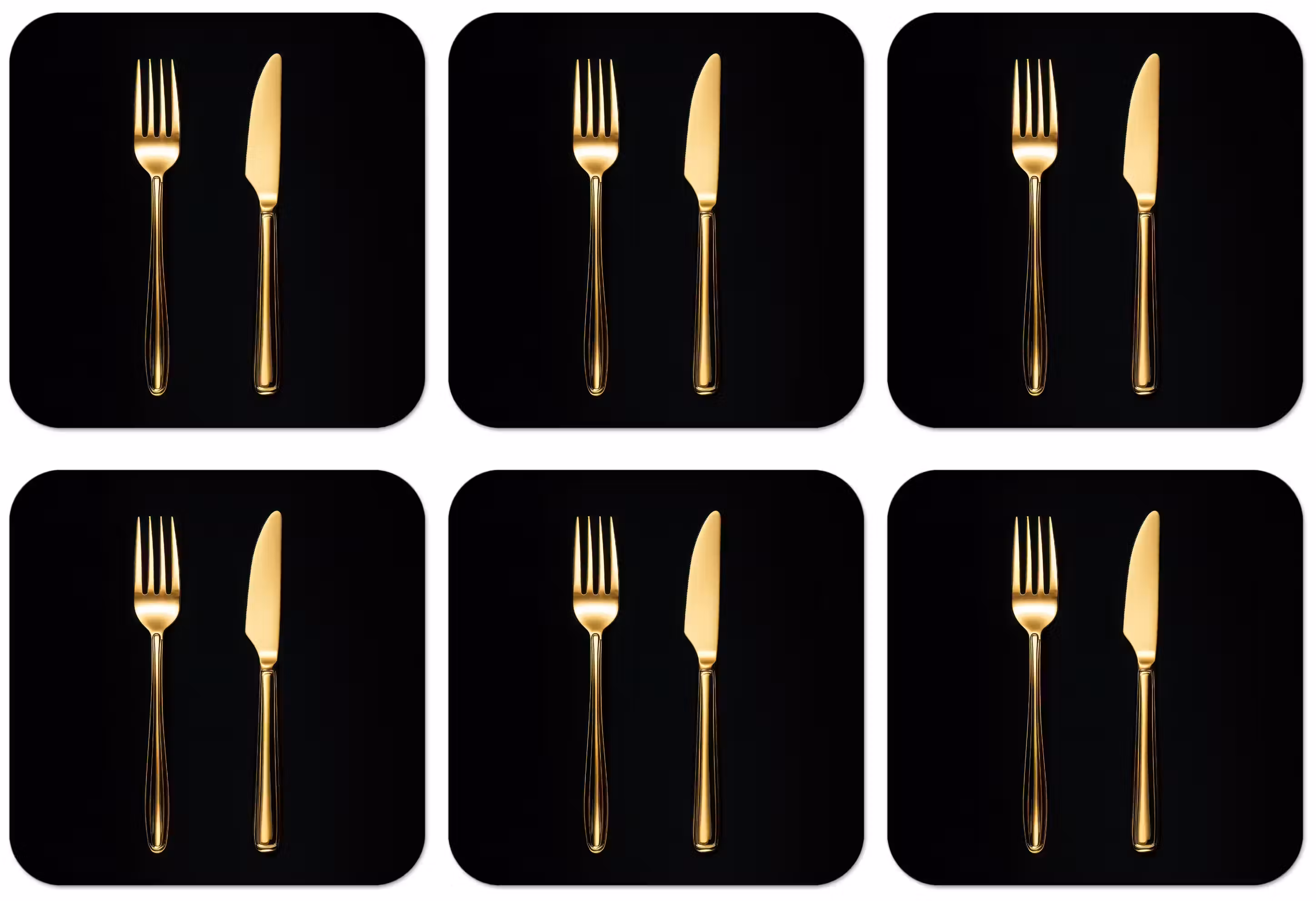 Untersetzer​ - Besteck - Gold - Messer - Gabel