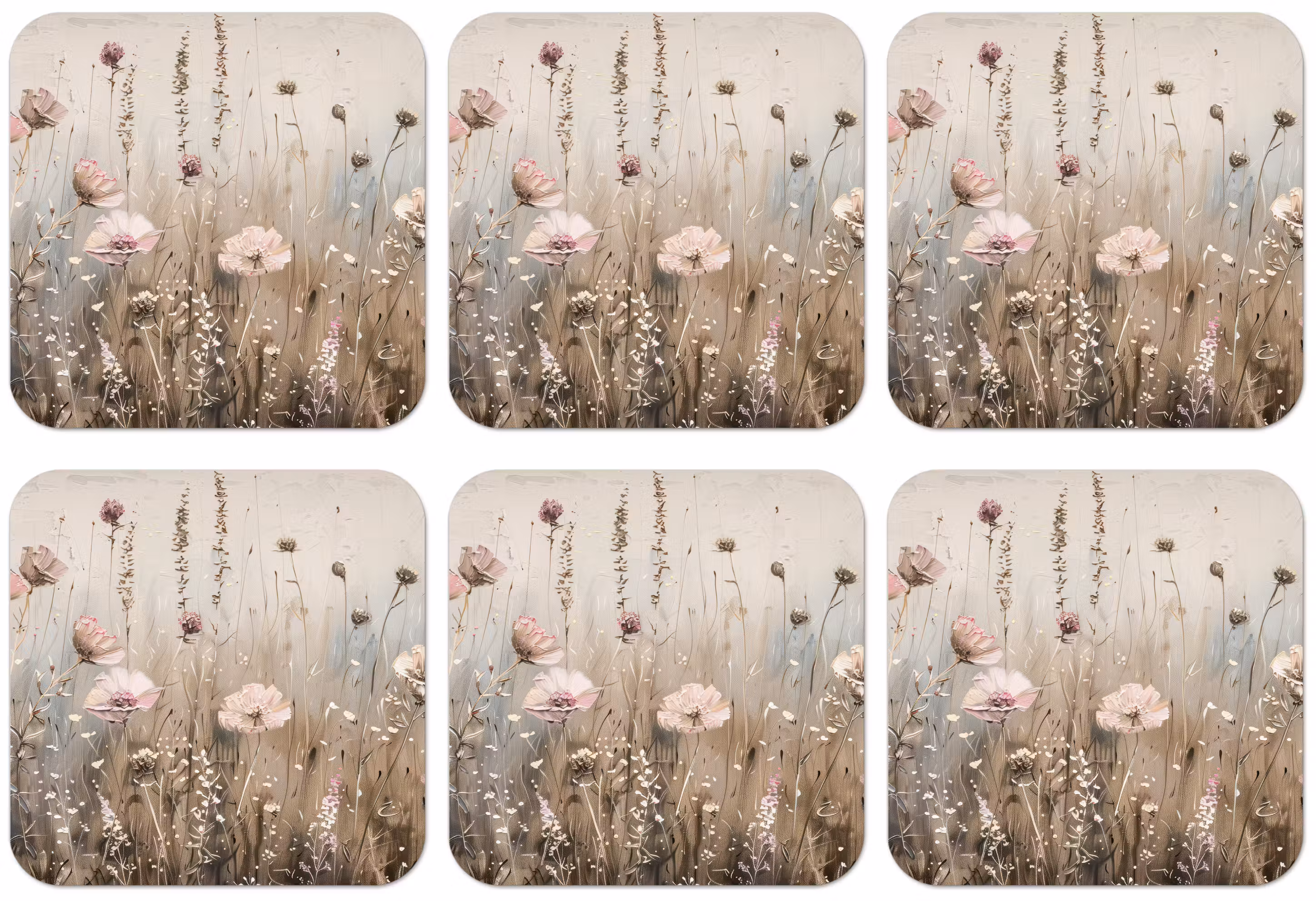 Untersetzer - Blumen - Rosa - Modern - Beige