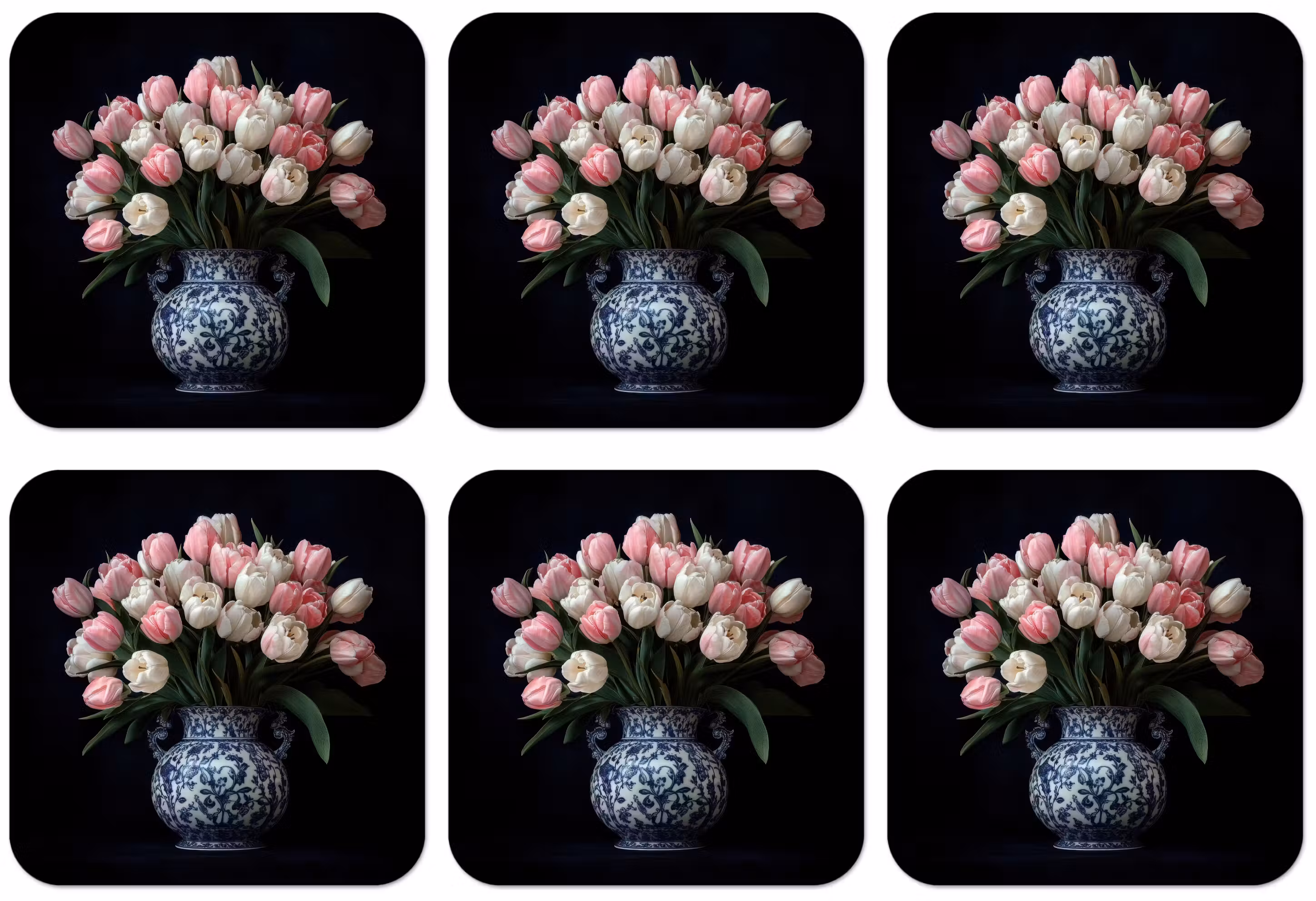 Untersetzer​ - Blumen - Rosa - Tulpen - Vase