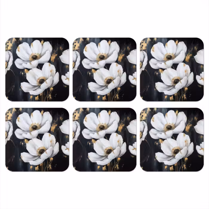 Untersetzer - Blumen - Weiß - Abstrakt