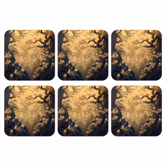 Untersetzer - Blumen - Zweige - Gold - Dekorativ