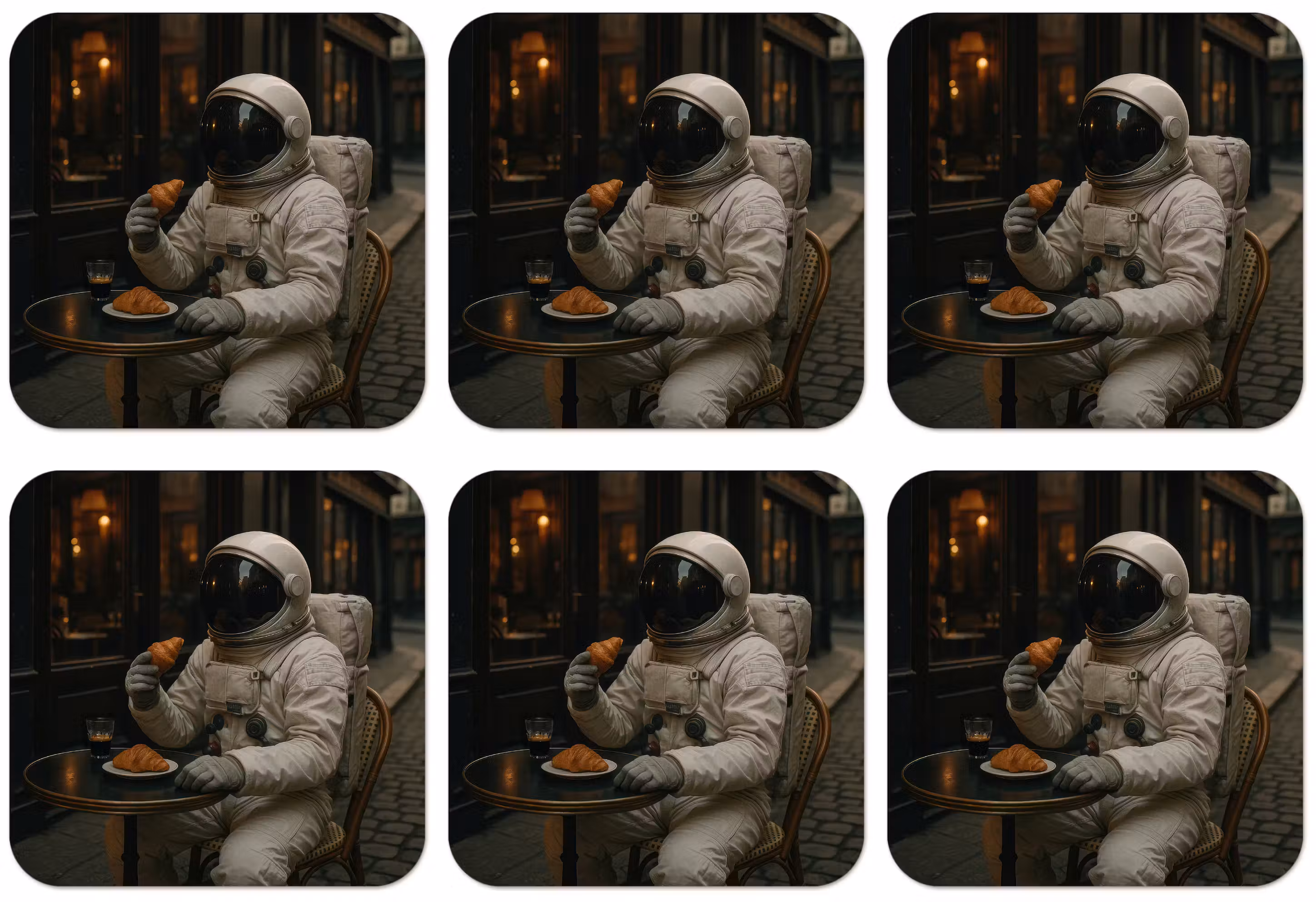 Untersetzer​ - Café - Croissant - Kaffee - Astronaut
