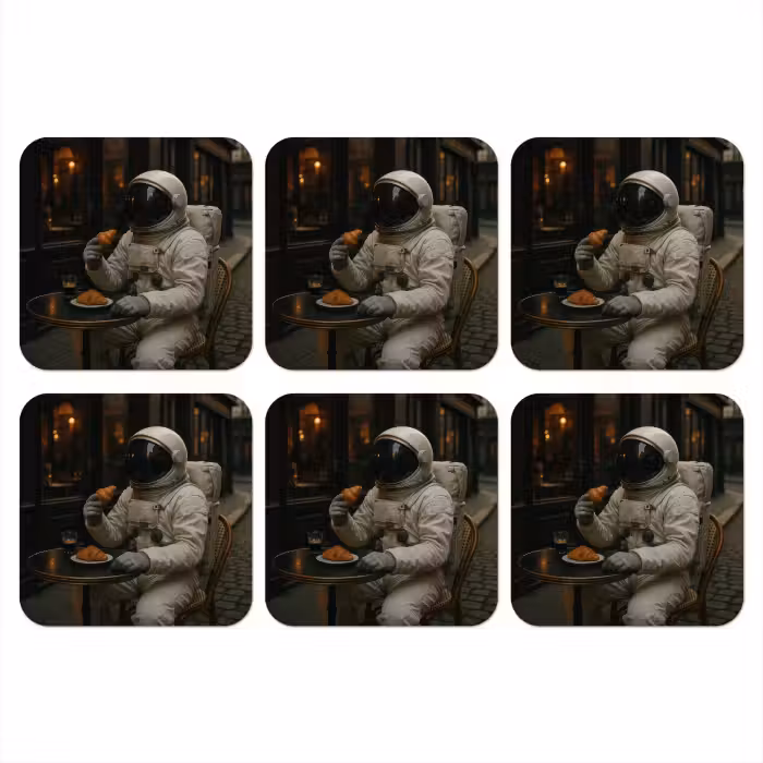 Untersetzer​ - Café - Croissant - Kaffee - Astronaut