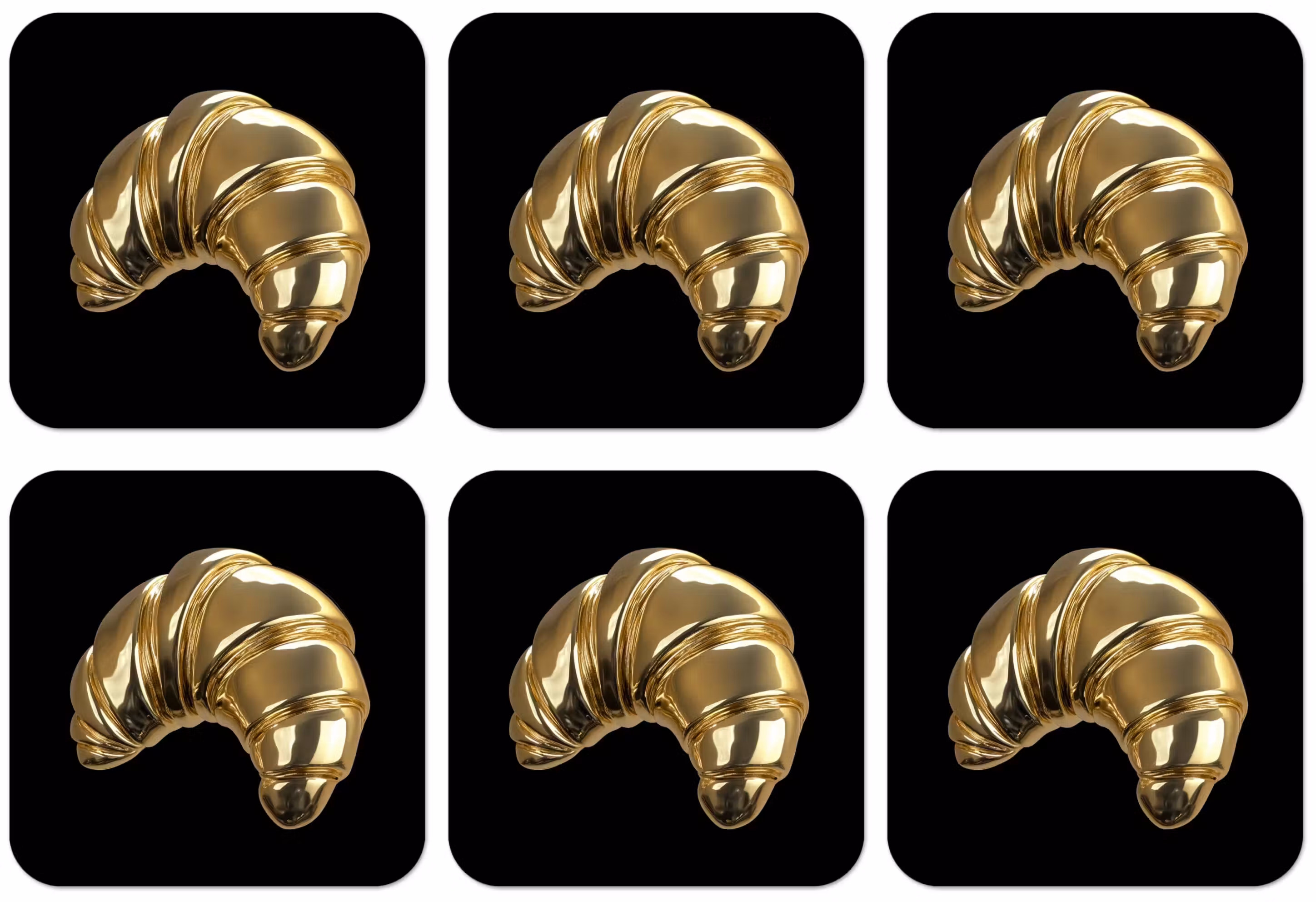 Untersetzer​ - Croissant - Brot - Gold - Schwarz