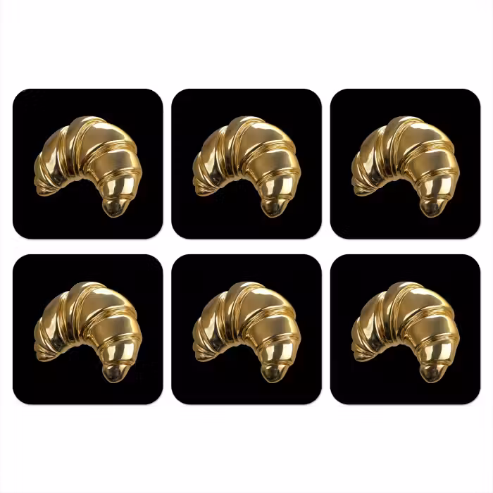 Untersetzer - Croissant - Brot - Gold - Schwarz
