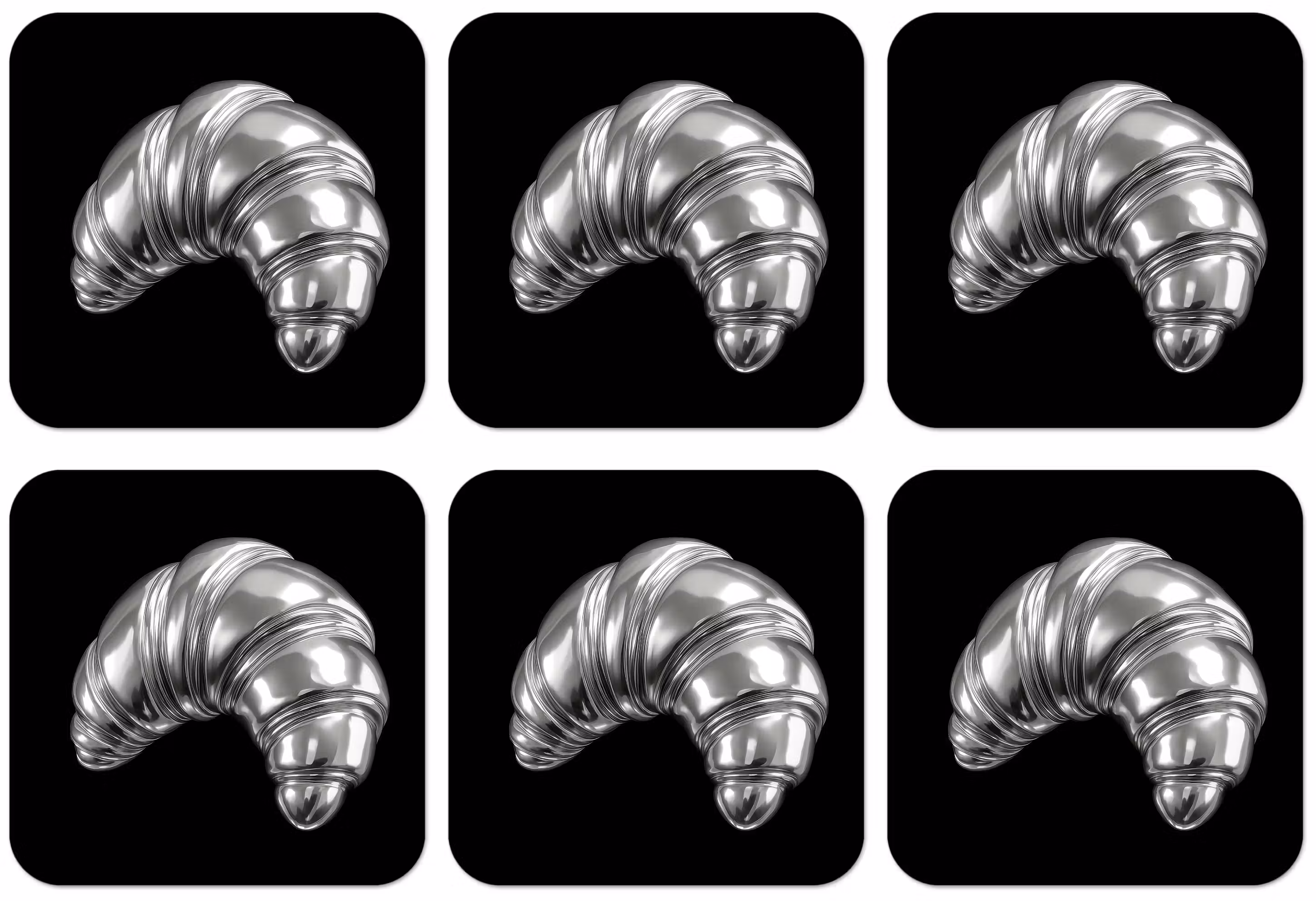 Untersetzer - Croissant - Metall - Silber