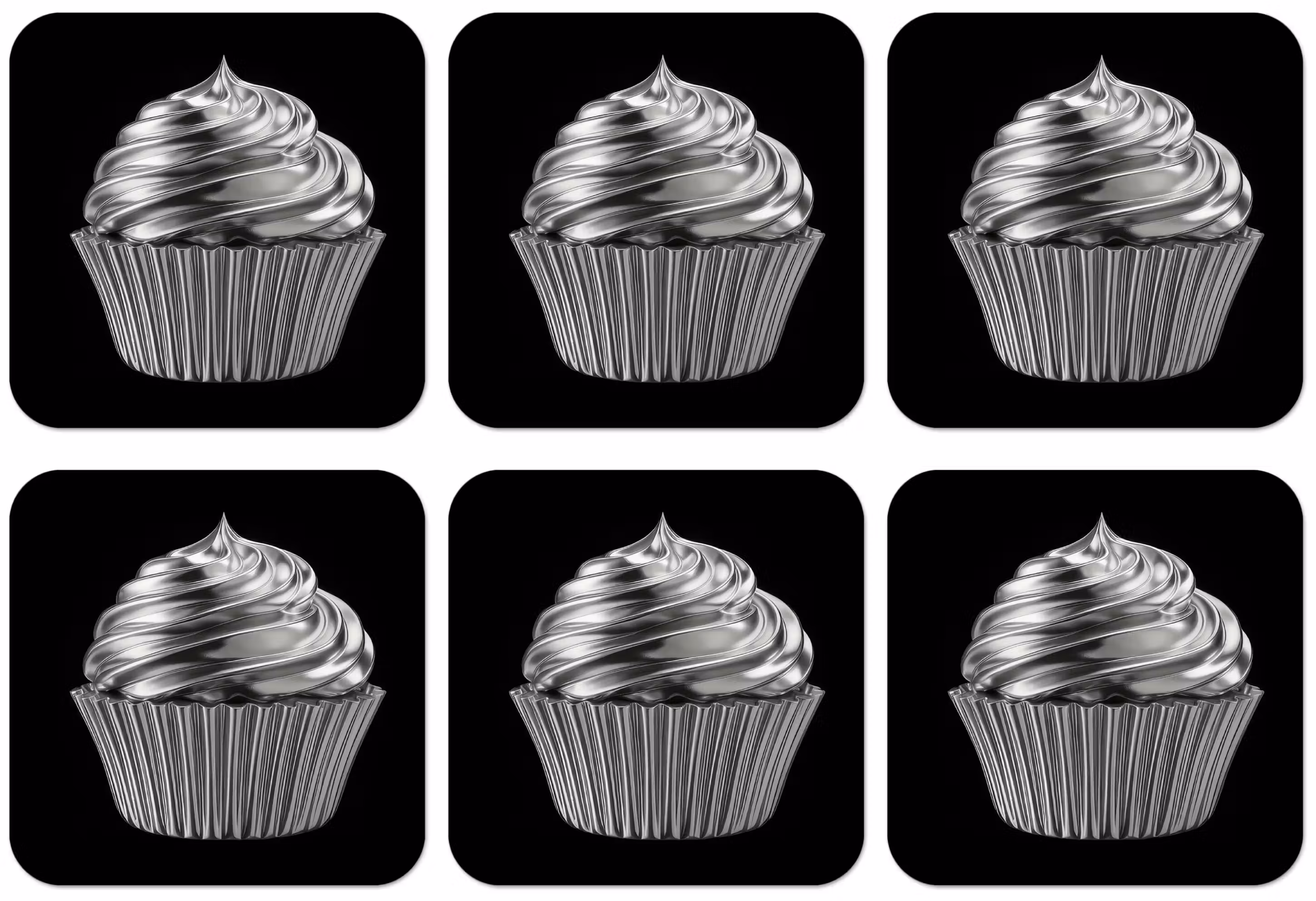 Untersetzer - Cupcake - Luxuriös - Silber