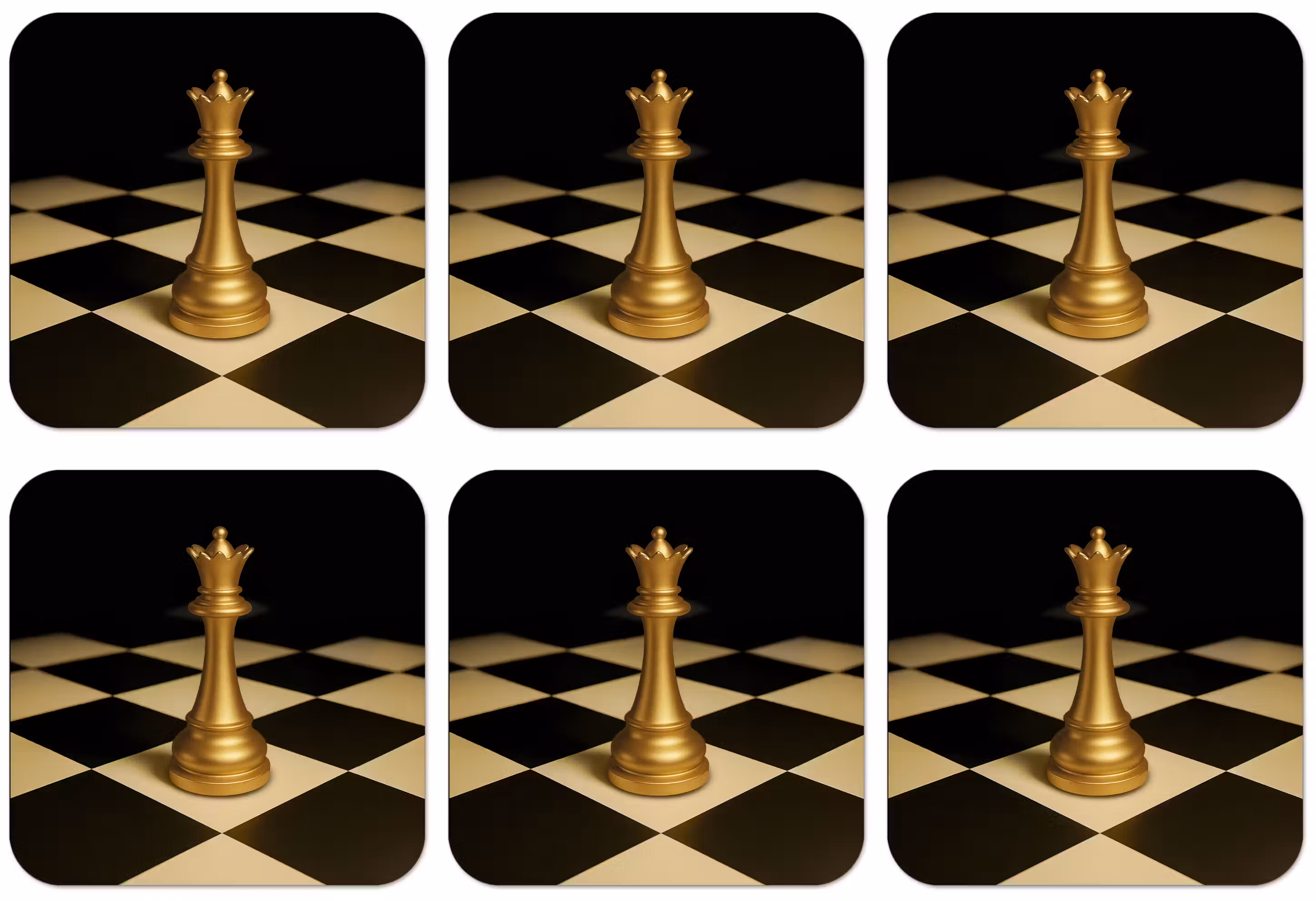 Untersetzer​ - Dame - Schachfigur - Blockiert - Gold