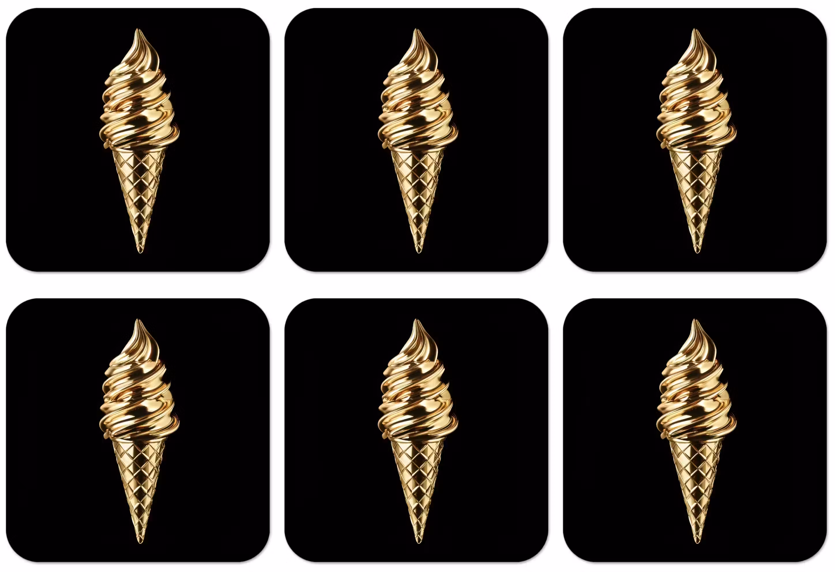 Untersetzer​ - Eiscreme - Gold - Schwarz - Lebensmittel