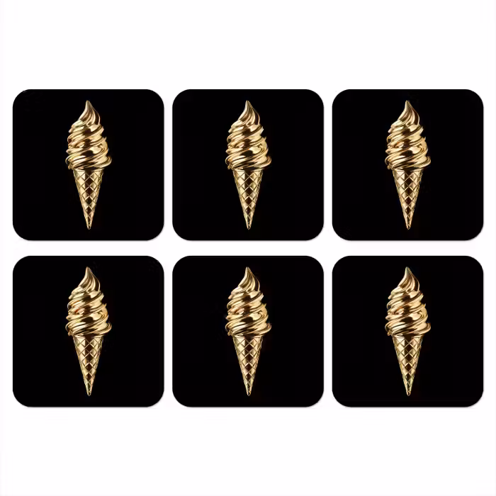 Untersetzer - Eiscreme - Gold - Schwarz - Lebensmittel