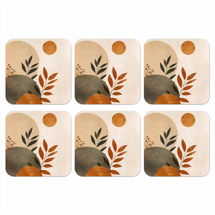 Untersetzer​ - Formen - Rund - Blätter - Beige