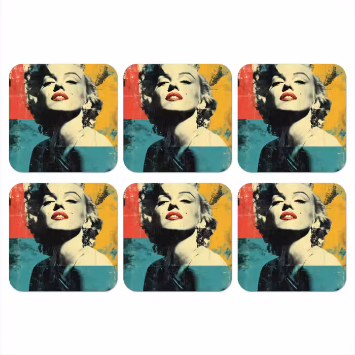 Untersetzer​ - Frau - Rote Lippen - Abstrakte Farbfelder - Pop-Art-Stil