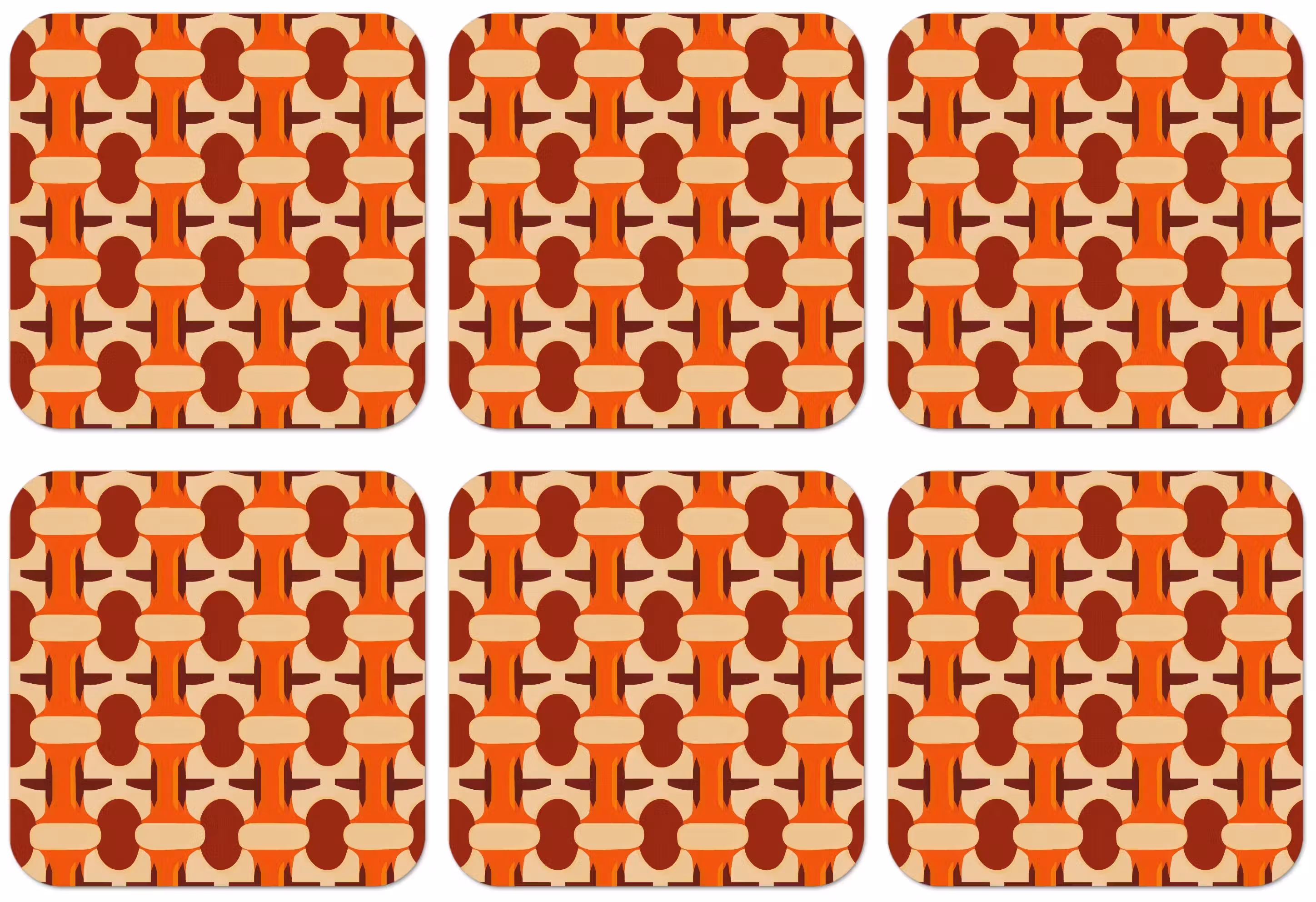 Untersetzer - Geometrisch - Retro - Orange