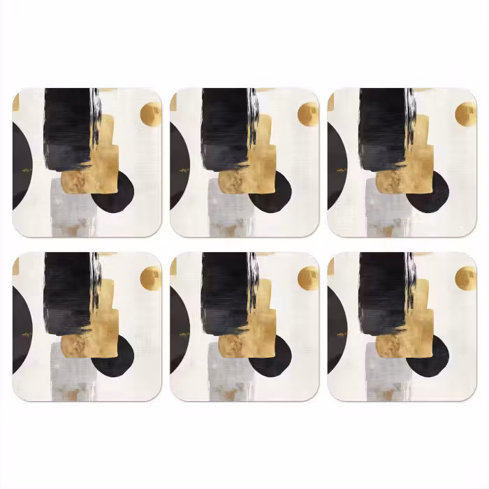 Untersetzer - Gold - Rechtecke - Kreise - Abstrakt