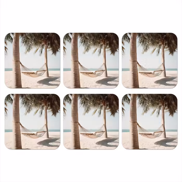 Untersetzer​ - Hängematte - Palmen - Strand - Meer