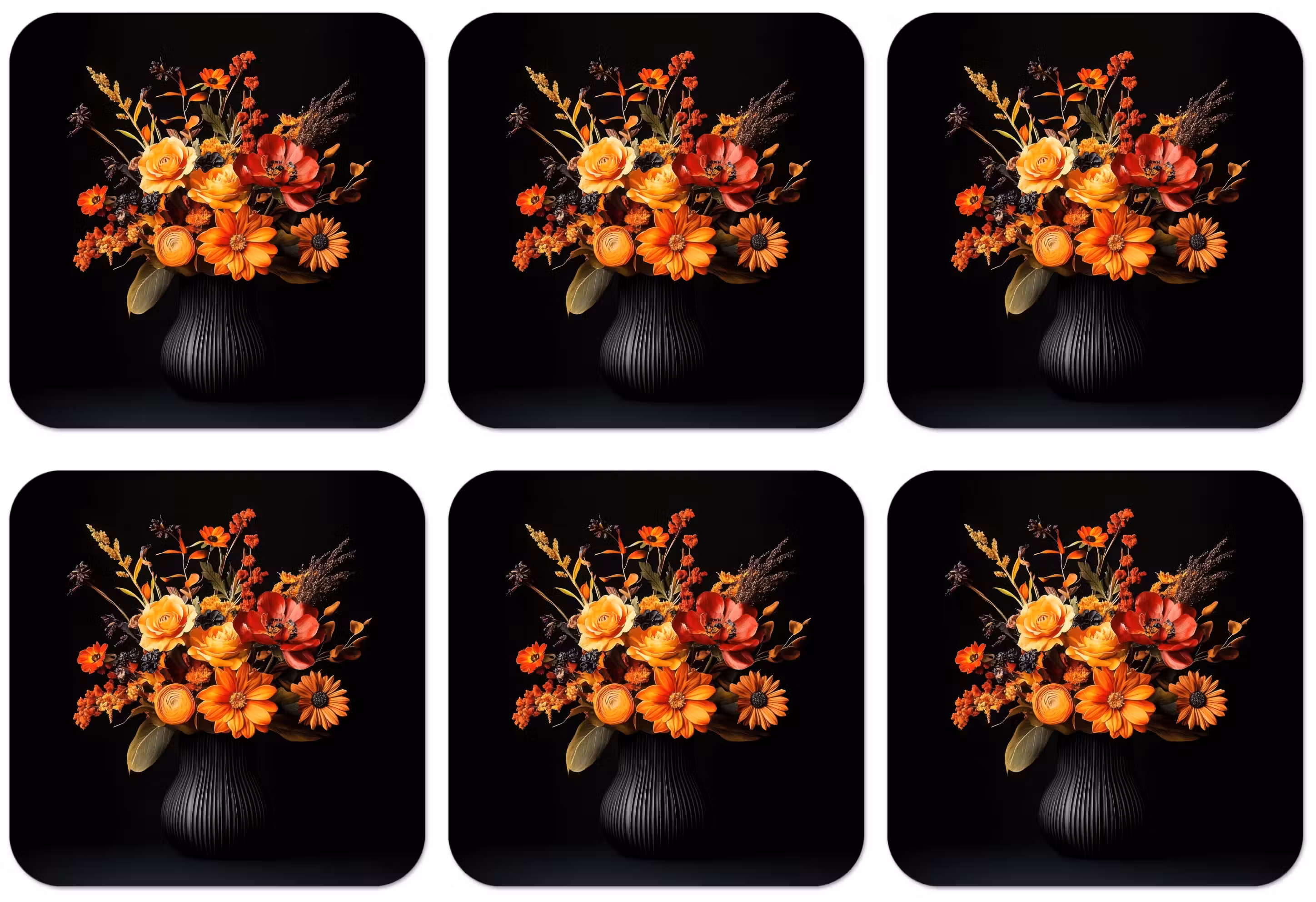 Untersetzer​ - Herbst - Blumenstrauß - Orange