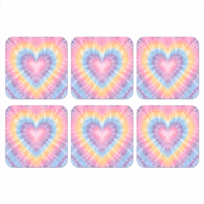 Untersetzer​ - Herzform - Pastellfarben - Tie Dye