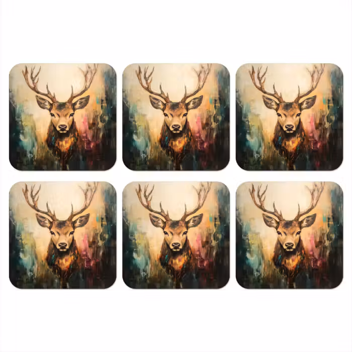 Untersetzer​ - Hirsch - Gemalt - Geweih - Braun
